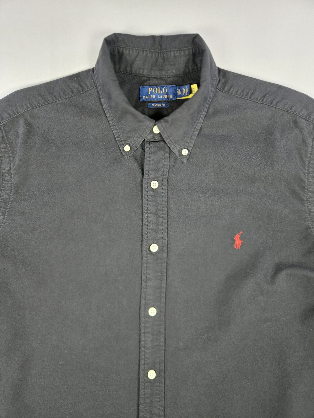 Polo Ralph Lauren Black Short Sleeve Button Down Shirt Classic Fit XL Red Pony - Picture 2 of 8